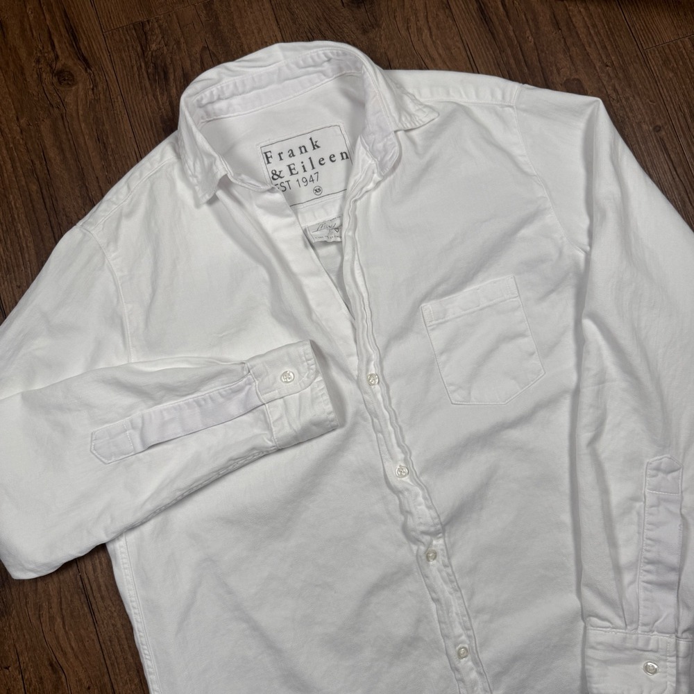 Frank & Eileen Mary Shirt Dress Womens XS White Oversized Italy USA Long Sleeve